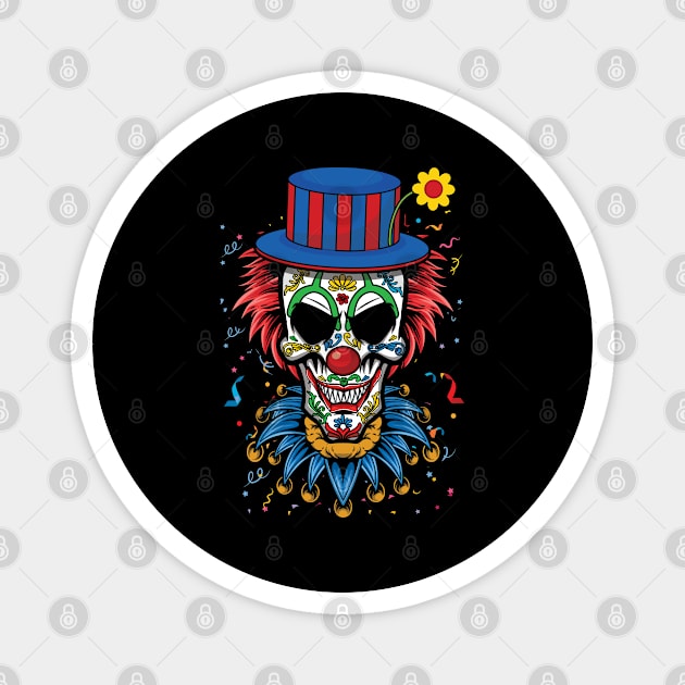 Dia De Los Muertos Creepy Clown Carnival Confetti Magnet by CrissWild